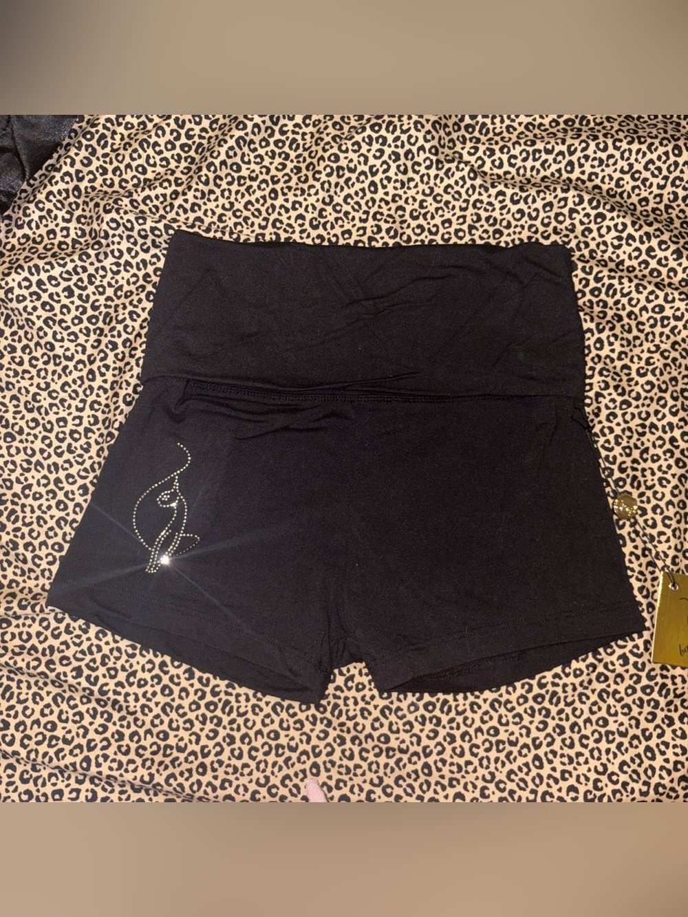 Black BABY PHAT Women's Shorts with Rhinestone Accent